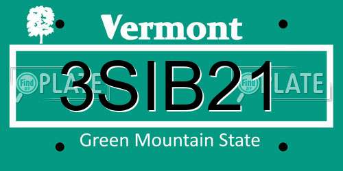 3SIB21 Vermont License Plate