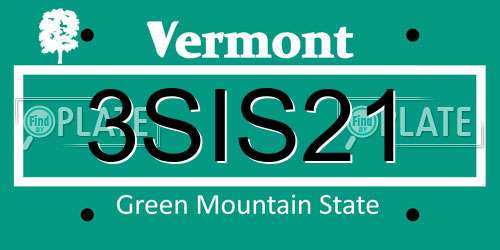 3SIS21 Vermont License Plate