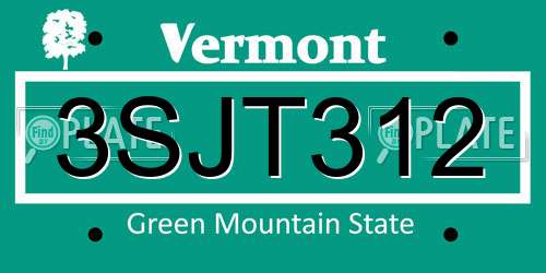 3SJT312 Vermont License Plate
