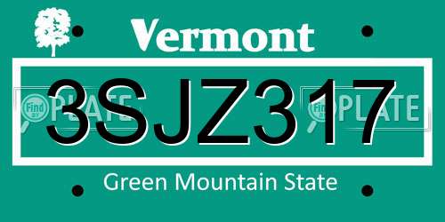 3SJZ317 Vermont License Plate