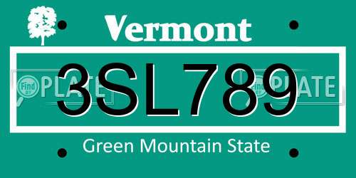 3SL789 Vermont License Plate