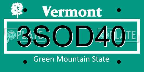 3SOD40 Vermont License Plate