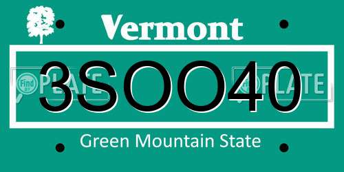 3SOO40 Vermont License Plate