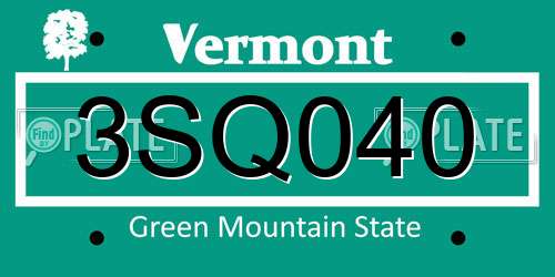 3SQ040 Vermont License Plate