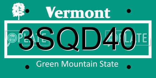 3SQD40 Vermont License Plate