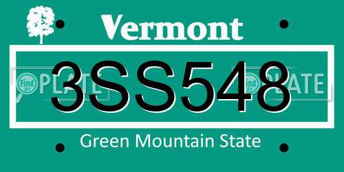 3SS548 Vermont License Plate
