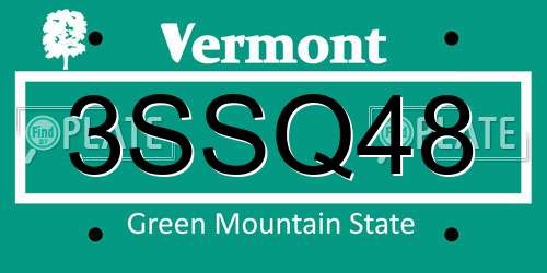 3SSQ48 Vermont License Plate