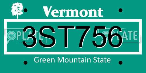 3ST756 Vermont License Plate