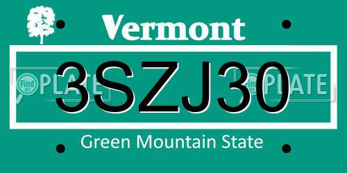3SZJ30 Vermont License Plate