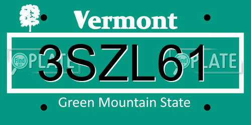 3SZL61 Vermont License Plate