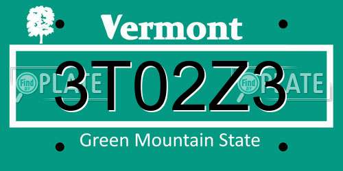 3T02Z3 Vermont License Plate