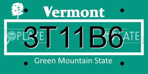 3T11B6 Vermont License Plate