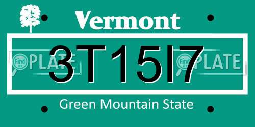 3T15I7 Vermont License Plate
