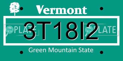 3T18I2 Vermont License Plate