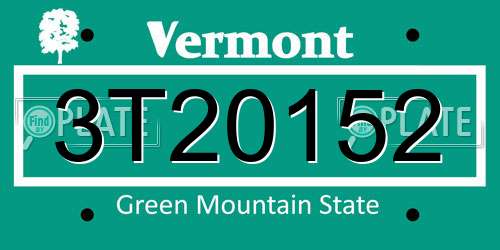 3T20152 Vermont License Plate