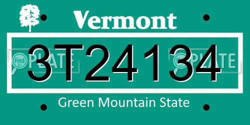 3T24134 Vermont License Plate