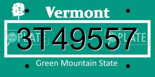 3T49557 Vermont License Plate