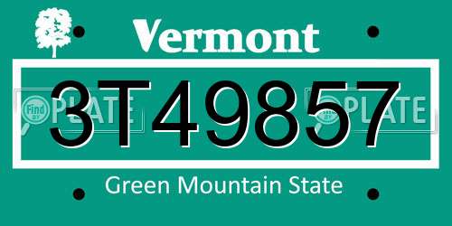 3T49857 Vermont License Plate