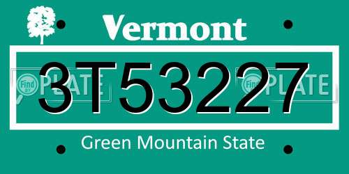 3T53227 Vermont License Plate