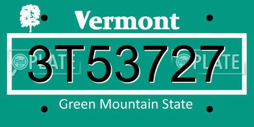 3T53727 Vermont License Plate