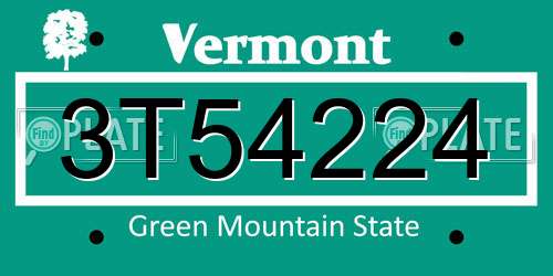 3T54224 Vermont License Plate