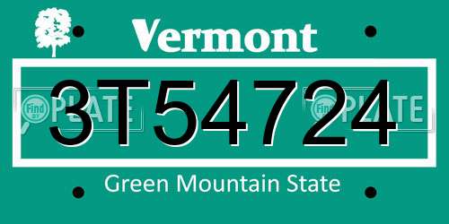3T54724 Vermont License Plate