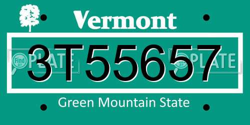 3T55657 Vermont License Plate