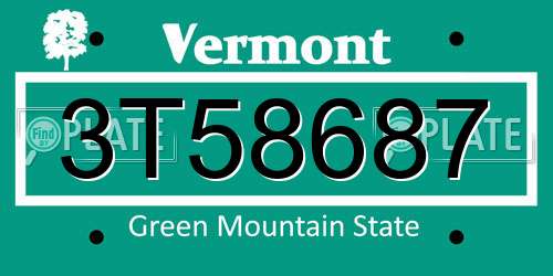 3T58687 Vermont License Plate