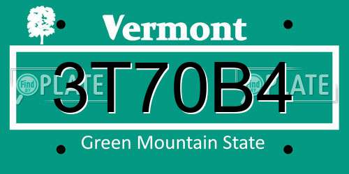 3T70B4 Vermont License Plate