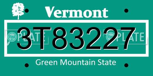 3T83227 Vermont License Plate
