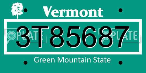 3T85687 Vermont License Plate
