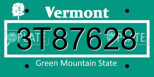 3T87628 Vermont License Plate