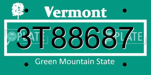 3T88687 Vermont License Plate