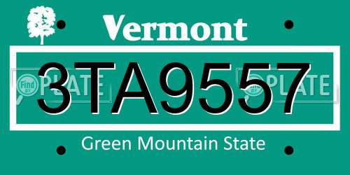 3TA9557 Vermont License Plate