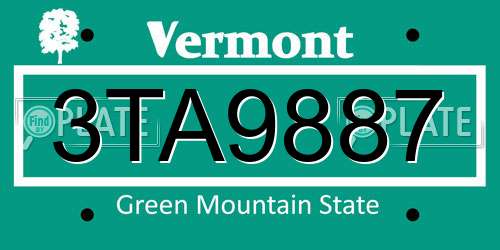 3TA9887 Vermont License Plate