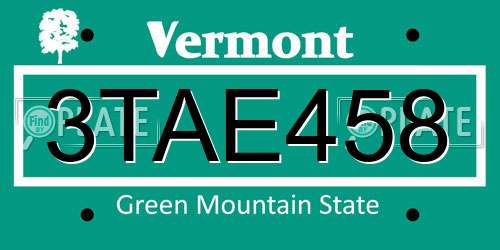 3TAE458 Vermont License Plate