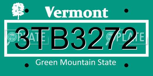 3TB3272 Vermont License Plate