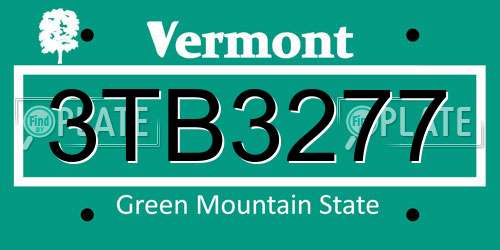 3TB3277 Vermont License Plate