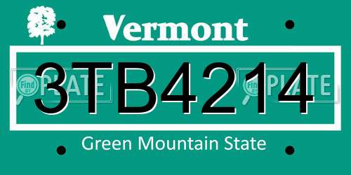 3TB4214 Vermont License Plate