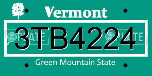 3TB4224 Vermont License Plate