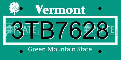 3TB7628 Vermont License Plate