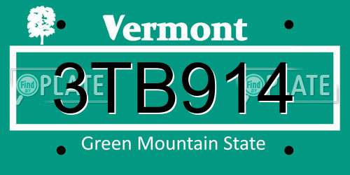 3TB914 Vermont License Plate