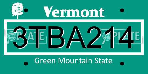 3TBA214 Vermont License Plate