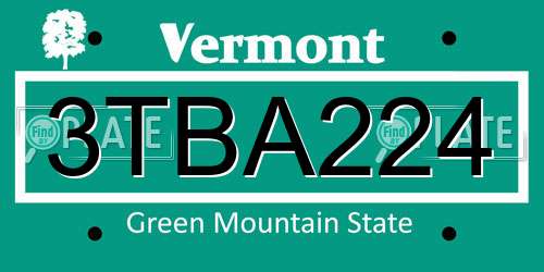 3TBA224 Vermont License Plate