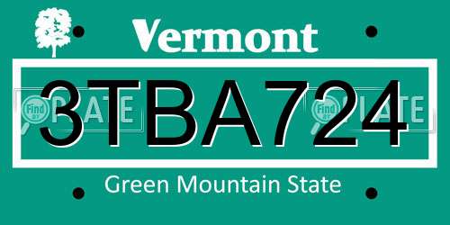 3TBA724 Vermont License Plate