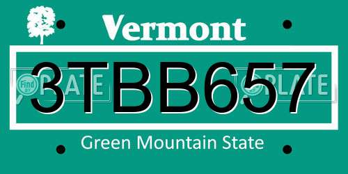3TBB657 Vermont License Plate