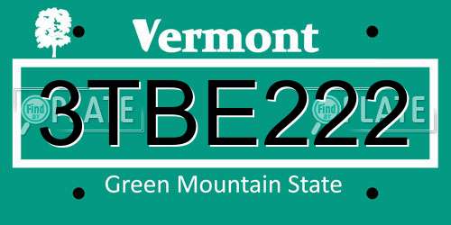 3TBE222 Vermont License Plate
