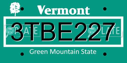 3TBE227 Vermont License Plate