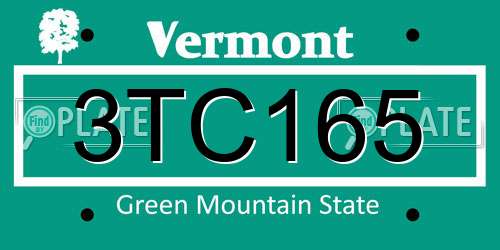 3TC165 Vermont License Plate