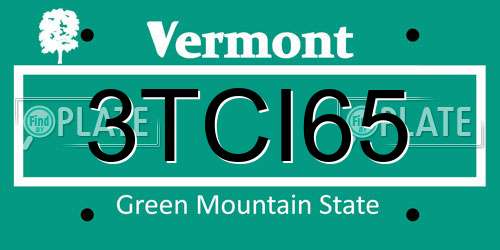 3TCI65 Vermont License Plate
